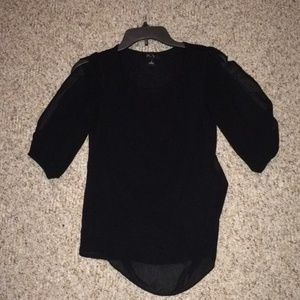 Black knit top with lovely drape cowl